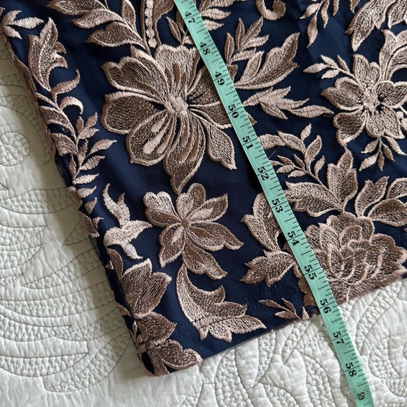 JS Collections - Embroidered Halter Gown - Latte/ Navy - Picture 8 of 15